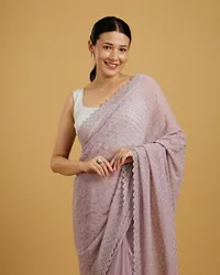 Dazzling Purple Georgette Saree - Image 7